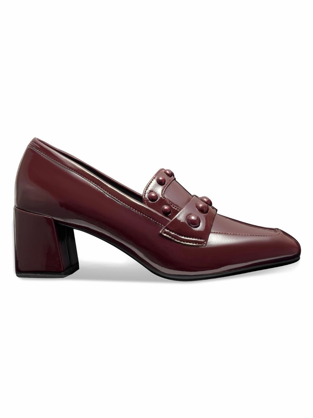 AEROSOLES Stud-Embellished Block Heel Loafer Burgundy Merlot size 11 work shoes